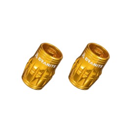 Granite Juicy Nipple Valve Cap with Valve Core Removing Function, Tire Valve Caps Dust Covers for Bikes and Vehicles, Durable Alloy Schrader Valve Cap, 2-Piece Set (Gold)