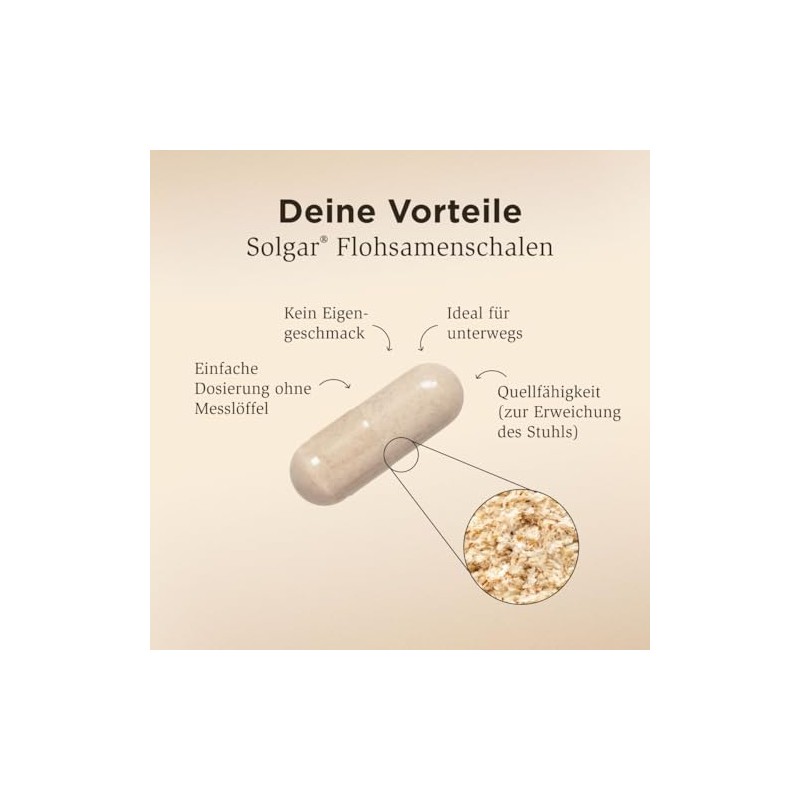 SOLGAR Psyllium Husks 500 mg – Fibre Source – Promotes