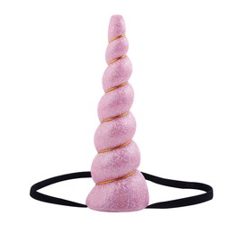 Love Sweety Delicate Dew Shiny Unicorn Horn Elastic Headband Cosplay Costume Easter Headpiece (A Shiny Pink)
