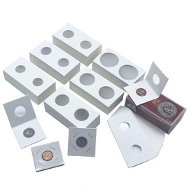300 Pcs Cardboard Coin Flips, 6 Assorted Sizes 2" x 2" Pockets Coin Holders for Colletors, The Coin Collection Supplies for Dollars, Penny, Quarter, Nickels Collecting