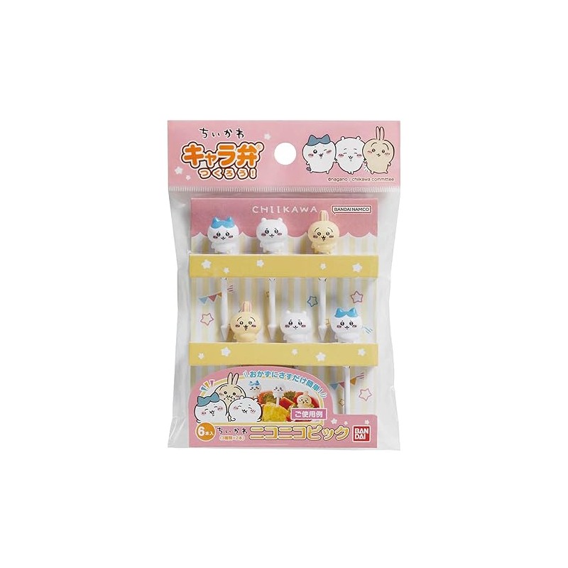 BANDAI Chiikawa Happy Picks, 6 pieces (2 each of 3