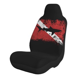 Zusolf Vintage Shark Scuba Dive Flag Car Seat Covers Breathable Vehicle Front Bucket Seat Protector Easy Install Universal Covers for Seats in The Car