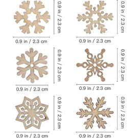 100 Pcs Unfinished Assorted Pattern Wooden Snowflake Ornament DIY Hanging Ornaments Embellishments for Winter Christmas Xmas Tree Craft Decorations