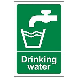 V Safety Drinking Water Sign - Portrait - 100 mm x 150 mm - 1 mm Rigid Plastic Safety Sign