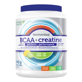 Genuine Health Fermented BCAA's + Creatine, 440g, Improves strength, power and athletic performance, Increases lean muscle mass, Lemon-lime flavour, Gluten-free, Non-GMO, Vegan