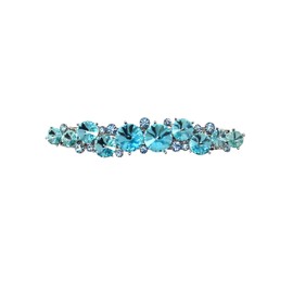 Faship Gorgeous Aqua Premium Rhinestone Crystal Floral Small Hair Barrette Clip