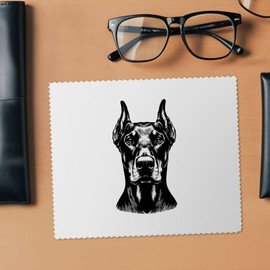 2 x 'Doberman Dog Portrait' Microfibre Lens/Glasses Cleaning Cloths (LC00029779)