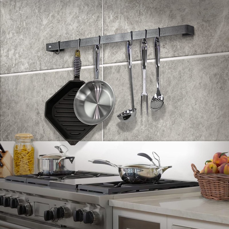 Enclume Premier 30-Inch Utensil Bar Wall Pot Rack, Hammered Steel