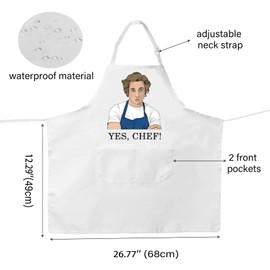 WCGXKO TV Show Inspired Kitchen Apron Bear Graphic Gift Yes, Chef! Housewarming Gift for Cooking Baking Grilling (Yes Chef Apron CA)