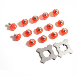 STUDIAMONDS Rubber Cleats for Football Boots - 14 Football Studs Standard Thread with Stud Wrench (Fluorescent Orange)