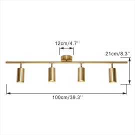 KCO Lighting Gold Track Lighting 4 Light Adjustable Flush Mount Ceiling Lighting Industrial Spotlights Lights Fixtures for Living Room Bedroom Kitchen Hallway(4 Light)