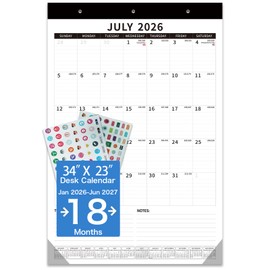 Desk Calendar 2026-2027 - Dayvorax Desk Calendar july 2026-2027 Dec, 34x23 Large Desk Calendar with Thick Paper, Plastic Cover, Large Calendar for Home & Office