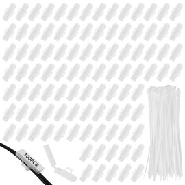 bssmmai Pack of 100 Cable Labels Detection Box with 100 Nylon Cable Ties Cable Labelling Transparent Waterproof Cable Labelling Clip for Marking and Sorting All Types of Cables