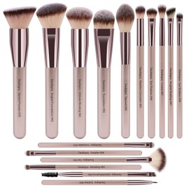 Daubigny - Juego completo de 16 brochas de maquillaje sintéticas de alta calidad con brochas profesionales para base, correctores en polvo, sombras de ojos, rubor, brocha de maquillaje para un maquillaje perfecto (dorado champán)