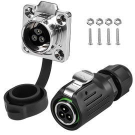 LP-16 2-Pin Waterproof Connector: IP68 Waterproof Aviation Connector, Round Connector Aviation Plug Anti-Interference Shell Aviation Connector M16 2 Pin Flange Socket