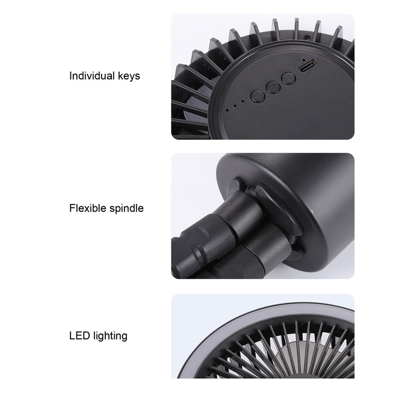 Portable Stroller Fan Handheld LED Night Night USB Rechargeable Multi