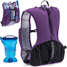 Running Vest for Women and Men Lightweight Hydration Backpack Pack with 1.5L Water Bladder Bag Running Gear Accessories for Hiking Trail Cycling Marathon (Purple)