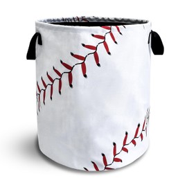 Baseball Texture Pattern Laundry Basket Ball Foldable Oxford Cloth Funny Tote Bag Laundry Hamper Clothes Storage Bucket Toy Organizer For Bathroom/Laundry Storage/Bedroom 18.9x16.5 Inch