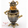 Brass Amber Figurine of Russian Samovar Teapot Totem talisman IronWork