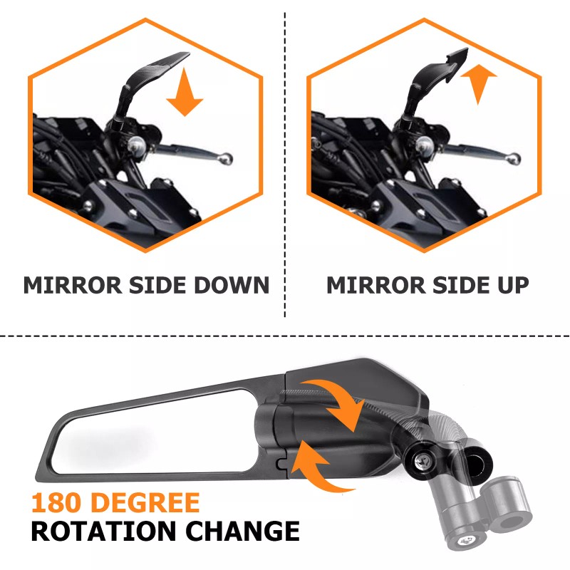 CB For 2017-2024 Kawasaki Z900 Folding Adjustable Black Rearview Wind