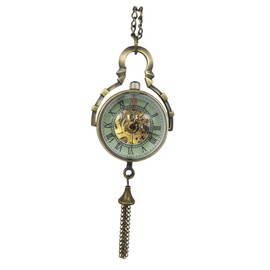 Gatuida Mechanical Pocket Watch Necklace Vintage Design Hollow Ball Glass Decorative Alloy Chain Watch for Women Men