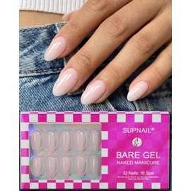 Light Pink Short Almond Press On Gel Nails 16 Sizes 32Ct With Nail Glue