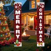 Merry Christmas Door Banner Set, Buffalo Plaid Red Black Porch