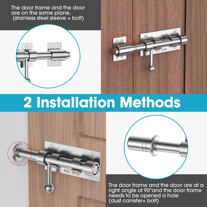 6.3 Inch Slide Bolt Gate Latch, Barrel Bolt Latch, Silver