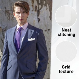 LJBFNN Pocket Squares for Men, Mens Suit Handkerchiefs with Pocket Square Holder for Wedding Party Business Formal Casual (White)