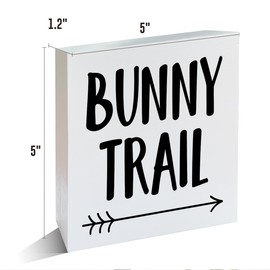 Easter Decor Farmhouse Easter Decorations Easter Bunny Trail Wooden Sign for Home Table Shelf 5 X 5 Inches