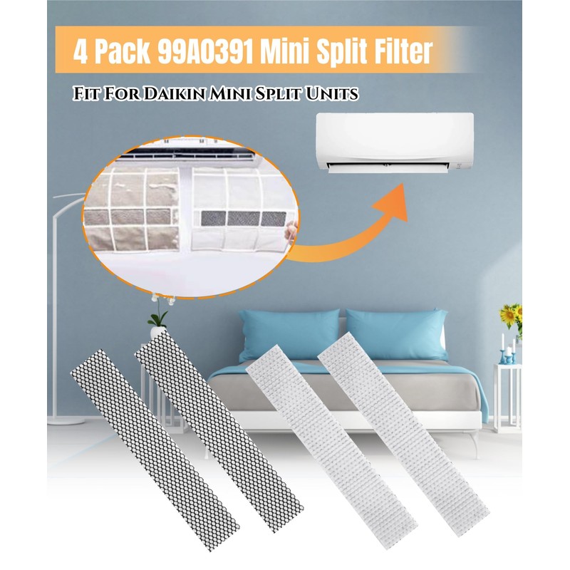 4 Pack 99A0391 Mini Split Air Filter Replacement Compatible With