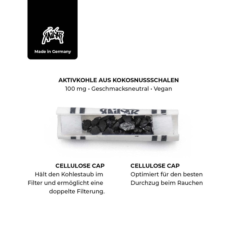 KAiLAR 100 Black Cellulose Activated Carbon Filters Slim (5.9 mm)