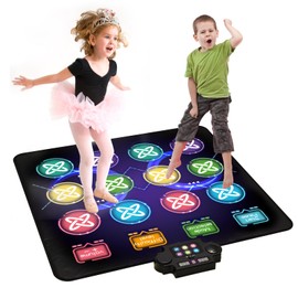Gleamkid Dance Game Mat for Kids, LED Light-Up 12-Button Dance Pad with Adjustable Volume, Built-in Music, 1-Player & 2-Player Mode, 8 Challenge Modes and 3 Speed Level, for Kids Age 3-12