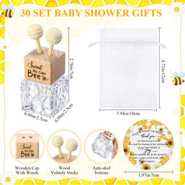 Hoolerry 30 Sets Baby Shower Decoration Car Air Freshener Diffuser with Thank You Cards and Gift Bags Oil Diffuser Bottle for Home Baby Shower Party Favor Gender Reveal Gifts for Guest(Sweet Bee)