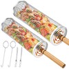 Grill Baskets (2PCS)304 Stainless Steel Removable Wooden Handle Rolling Grilling