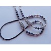 Handmade IRIDESCENT AB BLACK CRYSTALS EYEGLASSES HOLDER CHAIN NECKLACE LOBSTER