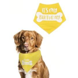 Dual Layer Birthday Plaid Dog Bandana Fall Soft Cotton Triangle Dog Scarf Kerchief Washable Girl Boy Pet Dog Bday Bandanas Adjustable Accessories for Small Medium Large Extra Large Dogs