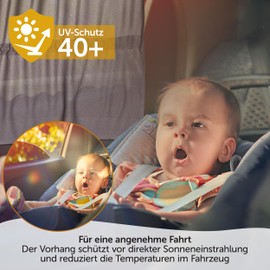 Zamboo Sonnenschutz Auto mit Vorhang-Funktion für einfaches Auf- und Zuziehen - Baby UV-Schutz Hitzeschutz & zum Abdunkeln - XXL 68 x 50 cm - auch für große Seitenscheiben - Dunkelgrau (Einzel)
