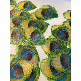 Handmade Set of 150- Edible Peacock Feathers, Wafer Paper - 2 inch, classic wafer paper, NOT PRE CUT