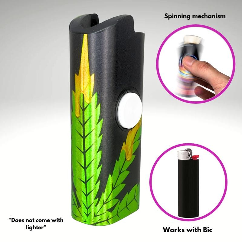 FLKR LYTR: Green Drip Fidget Spinning lighter case, works with