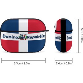 Funda con diseño de bandera de la República Dominicana para AirPods Pro1/2 multifunción con llavero