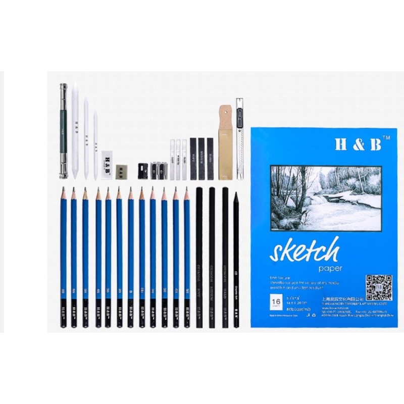 Labbe 33-Piece Sketch Drawing Pencil Set, Art Accessories, Drawing Set,