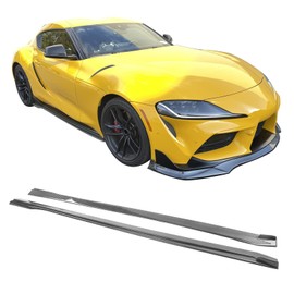 IKON MOTORSPORTS, Side Skirts Compatible with 2020-2026 Toyota GR Supra A90 A91, 2PCS Side Skirts Extension Rocker Panel Bodykit Replacement IKON Style PP Polypropylene Carbon Fiber Print, 2021 2022
