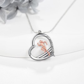 JERWLI Gymnastics Necklace Gifts Gymnast Pendant Jewellery Gymnastics Inspiration Team Gifts for Gymnastics Women Girls, Sterling Silver