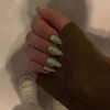Green Glazed Donut Press on Nails Almond, Grass Green Chrome