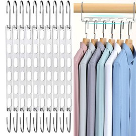 10 PCS Hangers Space Saving Metal Closet Organizers Saver Clothes Hanger Organizer Magic for Wardrobe Dorm Room Essentials Metal Stainless Steel Portable Durable