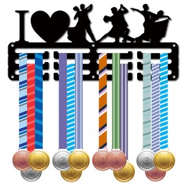 CREATCABIN Dance medal holder, medal hanger, presentation stand, sports metal hanger, awards, iron, small holder, decoration for wall, home, waltz, black, 29 x 13 cm, I Love Dance