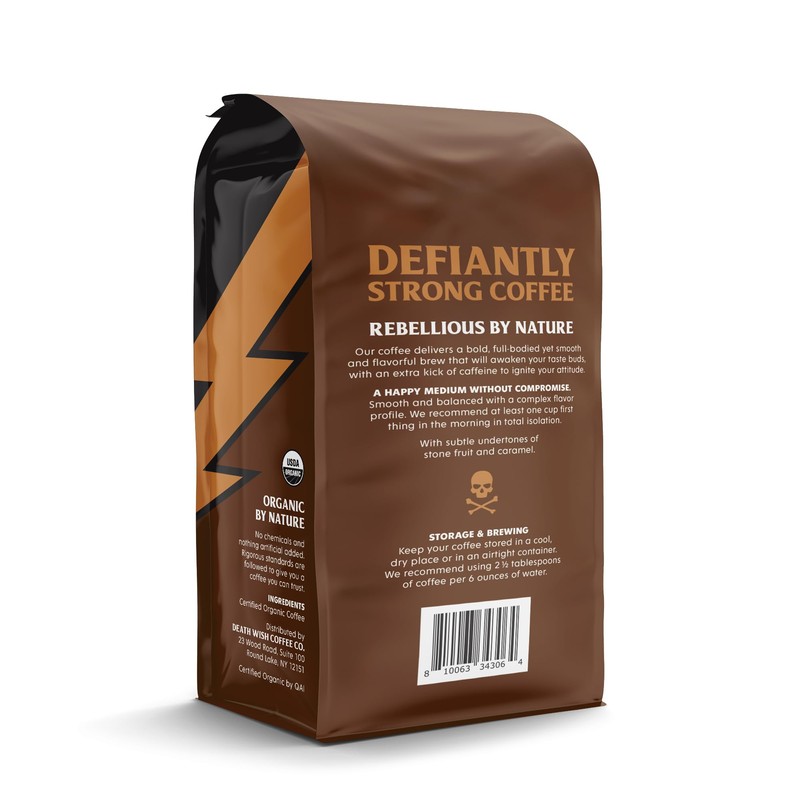 Death Wish Coffee, Medium Roast Ground Coffee, 6 pack