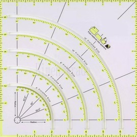 Bequilter Arcs & Fans Quilt Circle Cutter Ruler Multifunctional Acrylic Quilting Ruler Cutting Patchwork Ruler with Double Colored Lines for Cutting Cloth Ruler Template Sewing Crafts