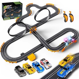 Dobindrich Slot Car Race Track for Kids with 4 Slot Cars, Dual Racing Electric Car Track...